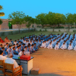 evening-prayer-in-gramodaya-bilara-gurukul-pattern-school-in-rajasthan